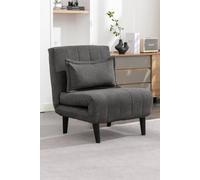 Harper 1 Seater Folding Clic Clac Fabric Lounge Futon Sofa Bed More4Homes Charcoal One Size