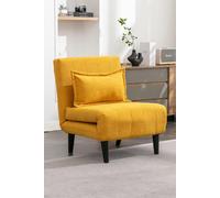 Harper 1 Seater Folding Clic Clac Fabric Lounge Futon Sofa Bed More4Homes Mustard One Size