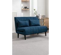 More4Homes Harper 2 Seater Folding Clic Clac Fabric Living Room Lounge Futon Sofa Bed Blue