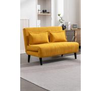 Harper 2 Seater Folding Clic Clac Fabric Lounge Futon Sofa Bed More4Homes Mustard One Size