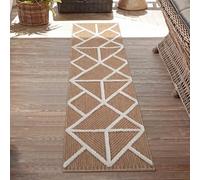 Harper Braided Polypropylene Indoor Rug - Living Room Area Rug - Kitchen Floor Rug - Runner for Hallway, Entryway, Corridor - Beach Picnic Use - Aztec, Diamond, Prism Pattern, Cream, 60x220 cm Runner
