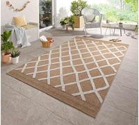 Harper Braided Polypropylene Indoor Rug - Living Room Area Rug - Kitchen Floor Rug - Runner for Hallway, Entryway, Corridor - Beach Picnic Use - Aztec, Diamond, Prism Pattern, Cream, 200x290 cm
