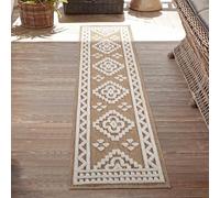 Harper Braided Polypropylene Indoor Rug - Living Room Area Rug - Kitchen Floor Rug - Runner for Hallway, Entryway, Corridor - Beach Picnic Use - Aztec, Diamond, Prism Pattern, Cream, 60x220 cm Runner