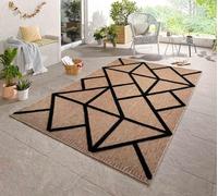 Harper Braided Polypropylene Indoor Rug - Living Room Area Rug - Kitchen Floor Rug - Runner for Hallway, Entryway, Corridor - Beach Picnic Use - Aztec, Diamond, Prism Pattern, Black, 120x170 cm