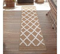 Harper Braided Polypropylene Indoor Rug - Living Room Area Rug - Kitchen Floor Rug - Runner for Hallway, Entryway, Corridor - Beach Picnic Use - Aztec, Diamond, Prism Pattern, Cream, 60x220 cm Runner