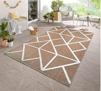 Harper Braided Polypropylene Indoor Rug - Living Room Area Rug - Kitchen Floor Rug - Runner for Hallway, Entryway, Corridor - Beach Picnic Use - Aztec, Diamond, Prism Pattern, Cream, 50x80 cm