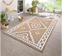 Harper Braided Polypropylene Indoor Rug - Living Room Area Rug - Kitchen Floor Rug - Runner for Hallway, Entryway, Corridor - Beach Picnic Use - Aztec, Diamond, Prism Pattern, Cream, 120x170 cm