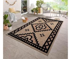 Harper Braided Polypropylene Indoor Rug - Living Room Area Rug - Kitchen Floor Rug - Runner for Hallway, Entryway, Corridor - Beach Picnic Use - Aztec, Diamond, Prism Pattern, Black, 120x170 cm