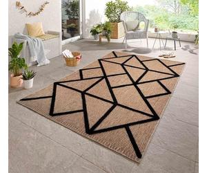 Harper Braided Polypropylene Indoor Rug - Living Room Area Rug - Kitchen Floor Rug - Runner for Hallway, Entryway, Corridor - Beach Picnic Use - Aztec, Diamond, Prism Pattern, Black, 200x290 cm