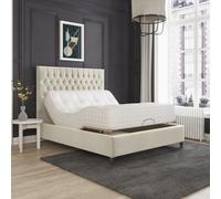 Harper Electric Adjustable Bed Frame Tufted Headboard Zaye Living Cream Super King