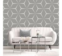 Harper Geometric Wallpaper Silver / Grey Belgravia 9743