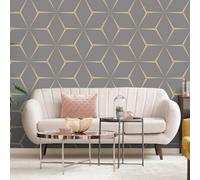 Harper Geometric Wallpaper Yellow / Grey Belgravia 9740