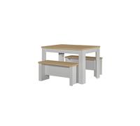 Birlea Highgate Dining Table & Bench Set - Grey and Oak, Grey