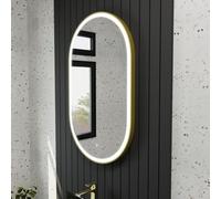 Harper & Harlow 1000x600 Pill Brushed Brass LED Illuminated Bathroom Mirror