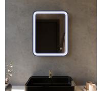 Harper & Harlow Vela Illuminated LED Bathroom Vanity Mirror, 390x500mm, Matt Black Frame, IP44, Adjustable Light Colour, Memory Function, Touch Control, Dimmable, Demister, Landscape or Portrait