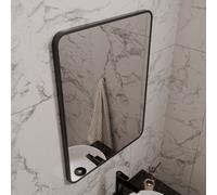 Harper & Harlow Antila Wall Mounted Bathroom Vanity Mirror, 600x800mm, Rectangular with Rounded Edge Corners, Stylish Matt Black Frame, Landscape or Portrait, for Bathroom Bedroom Living Room