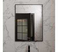 Harper & Harlow Corvus Wall Mounted Bathroom Vanity Mirror, 600x800mm, Rectangular with Squared Edge Corners, Stylish Matt Black Frame, Landscape or Portrait, for Bathroom Bedroom Living Room