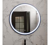 Harper & Harlow 800X800 Lyra Matt Black Led Illuminated Round Bathroom Mirror