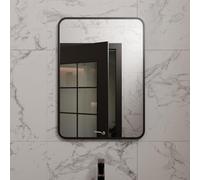 Harper & Harlow Antila Wall Mounted Bathroom Vanity Mirror, 500x700mm, Rectangular with Rounded Edge Corners, Stylish Matt Black Frame, Landscape or Portrait, for Bathroom Bedroom Living Room