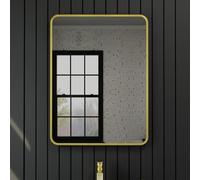 Harper & Harlow Antila Wall Mounted Bathroom Vanity Mirror, 600x800mm, Rectangular with Rounded Edge Corners, Stylish Brushed Brass Frame, Landscape or Portrait, for Bathroom Bedroom Living Room