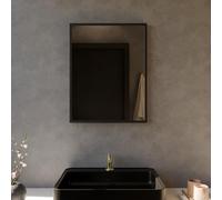 Harper & Harlow Corvus Wall Mounted Bathroom Vanity Mirror, 390x500mm, Rectangular with Squared Edge Corners, Stylish Matt Black Frame, Landscape or Portrait, for Bathroom Bedroom Living Room