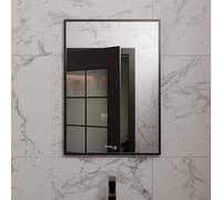 Harper & Harlow Corvus Wall Mounted Bathroom Vanity Mirror, 500x700mm, Rectangular with Squared Edge Corners, Stylish Matt Black Frame, Landscape or Portrait, for Bathroom Bedroom Living Room