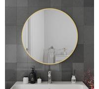 Harper & Harlow Ursa Wall Mounted Bathroom Vanity Mirror, 800x800mm, Round Circular Edge, Stylish Brushed Brass Frame, Easy Installation, for Bathroom Bedroom Living Room
