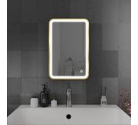 Harper & Harlow Vela Illuminated LED Bathroom Vanity Mirror, 400x600mm, Brushed Brass, IP44, Adjustable Light Colour, Memory Function, Touch Control, Dimmable, Anti-Fog Demister, Landscape/Portrait