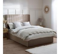 Harper - King Size - Winged Ottoman Storage Bed - Warm Stone - Velvet - 5ft - Happy Beds
