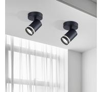 HARPER LIVING Single Ceiling Spotlights, Dimmable Spot Light Ceiling Rotatable, LED Ceiling Light, Frosted Circle on Shades, Indoor Spot Lights for Living Room Bedroom Kitchen, Black Finish