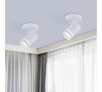 HARPER LIVING Single Ceiling Spotlights, Dimmable Spot Light Ceiling Rotatable, LED Ceiling Light, Frosted Circle on Shades, Indoor Spot Lights for Living Room Bedroom Kitchen, White Finish