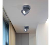 HARPER LIVING Modern Single Spotlights, Grey Spot Lights Easily Adjustable, LED Ceiling Light Rotatable GU10 Ceiling Spotlights Fitting for Bedroom, Living Room, Hallway, Lounge, Bulb not Included