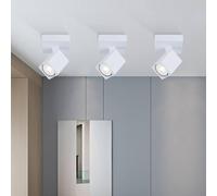 HARPER LIVING Square Shaped Spotlights, White Spot Lights, LED Ceiling Light Rotatable GU10 Ceiling Spotlights Fitting for Bedroom, Living Room, Hallway, Lounge, Bulb not Included