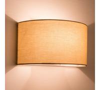 Harper Living 1Xe27/es Wall Wash Light With Switch, Semi-Circle Taupe Fabric Shade, Suitable For Led Upgrade