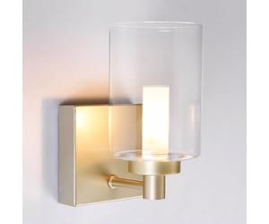 HARPER LIVING 1xG9 Up Wall Light and Sconce, Gold Finish Cylinder Glass Shade, Suitable for LED Upgrade, Ideal for Bedroom, Living Room, Hallway, Hotel, B&B