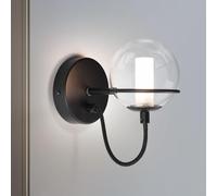 HARPER LIVING 1xG9 Up Wall Light with On/Off Switch, Indoor Wall Lamps Matt Black Finish, Modern Wall Sconce Lights with Globe Glass Shade, Ideal for Bedroom, Living Room, Hallway, Hotel