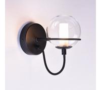 HARPER LIVING 1xG9 Up Wall Light with On/Off Switch, Indoor Wall Lamps Matt Black Finish, Modern Wall Sconce Lights with Globe Glass Shade, Ideal for Bedroom, Living Room, Hallway, Hotel
