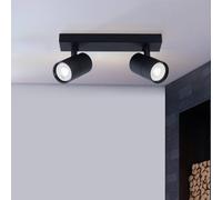 HARPER LIVING 2 Way Spotlights, Black Spot Lights Switched Adjustable, LED Ceiling Light Rotatable GU10 Ceiling Spotlights Fitting for Bedroom, Living Room, Hallway, Lounge, Bulb not Included