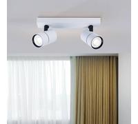 HARPER LIVING 2 Way Ceiling Spotlights, White Spot Lights Easily Adjustable, LED Ceiling Light Rotatable GU10 Ceiling Spotlights Fitting for Bedroom, Living Room, Hallway, Lounge, Bulb not Included