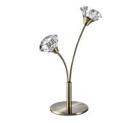 Harper Living 2 Light Table Lamp, Uk Plug Included, Antique Brass Finish, Clear Glass Shades