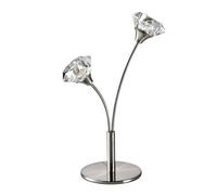 Harper Living 2 Light Table Lamp, Uk Plug Included, Satin Nickel Finish, Clear Glass Shades
