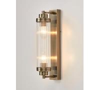 HARPER LIVING 2-Light Wall Light Antique Brass, IP44 Vintage Double E14 Wall Sconce Lights with Glass Shades, Traditional Indoor Wall Lamp for Bathroom, Bedroom, Living Room, Hallway