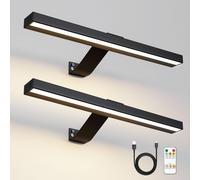 HARPER LIVING Set of 2 Picture Lights Black, 5000mAh Battery Operated Wall Lights with Remote, Rechargeable Picture Lights Indoor, Dimmable & 3 Color Temps, Display Lamp for Dartboard Frame Gallery