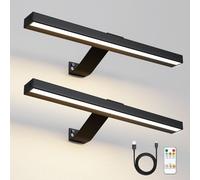 HARPER LIVING Set of 2 Picture Lights Black, 5000mAh Battery Operated Wall Lights with Remote, Rechargeable Picture Lights Indoor, Dimmable & 3 Color Temps, Display Lamp for Dartboard Frame Gallery