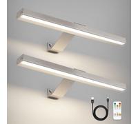 HARPER LIVING Set of 2 Picture Lights Brushed Nickel, 5000mAh Battery Operated Wall Picture Lights with Remote, Rechargeable Lamp Dimmable & 3 Color Temps, Display Lights for Dartboard Frame Gallery