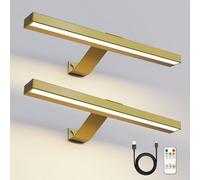 HARPER LIVING Set of 2 Picture Lights Rechargeable Gold, 5000mAh Battery Operated Wall Lights with Remote, Cordless Picture Light Dimmable & 3 Color Temps, Display Lamp for Dartboard Frame Gallery