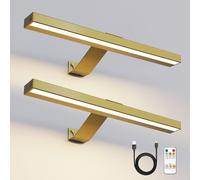 HARPER LIVING Set of 2 Picture Lights Rechargeable Gold, 5000mAh Battery Operated Wall Lights with Remote, Cordless Picture Light Dimmable & 3 Color Temps, Display Lamp for Dartboard Frame Gallery