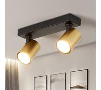 HARPER LIVING 2-Way Ceiling Spotlights, GU10 Track Lighting Ceiling Spot Light, Black & Gold Finish, 350° Rotatable Modern Ceiling Lamp for Kitchen Bedroom Living Room Hallway (25cm)