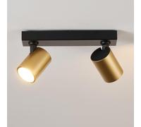 HARPER LIVING 2-Way Ceiling Spotlights, GU10 Track Lighting Ceiling Spot Light, Black & Gold Finish, 350° Rotatable Modern Ceiling Lamp for Kitchen Bedroom Living Room Hallway (25cm)