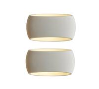 HARPER LIVING 2 Pack Wall Wash Lights, Large Indoor Plaster Wall Uplighters with White Ceramic Shade, 40W E27 ES, for Bedroom, Living Room, Hallway